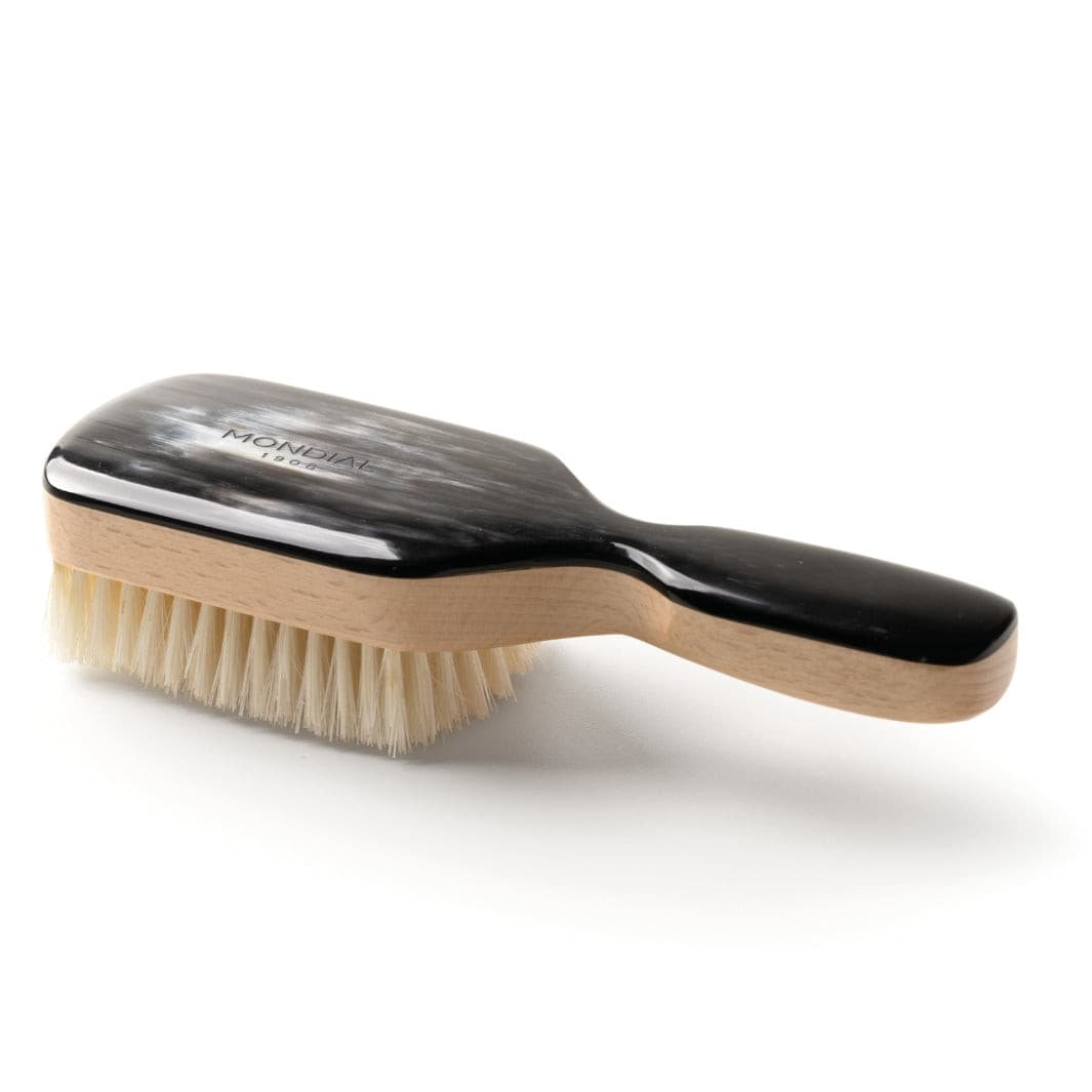 Hair Brush with Horn Handle & Blond Bristle: 180mm.