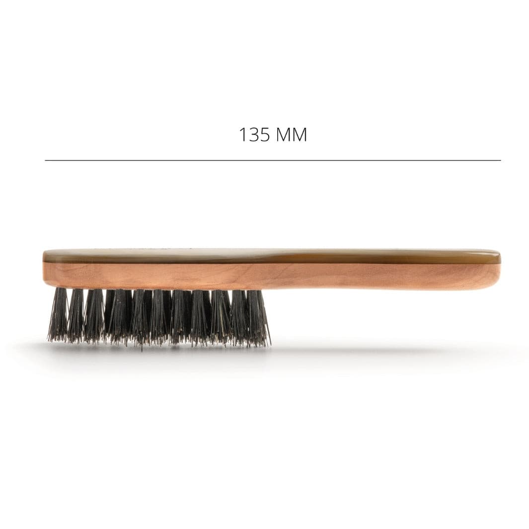 Beard Brush with Horn Handle & Black Bristle: 126mm.