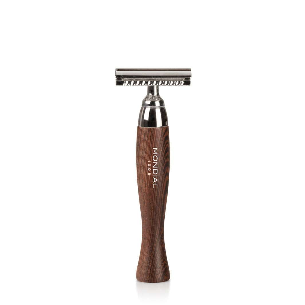 Heritage Safety Razor with Handle in Wengé Wood.