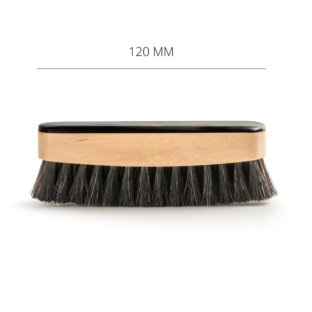 Natural Horn Rectangle Shoe Brush with Black Bristle: 120mm.