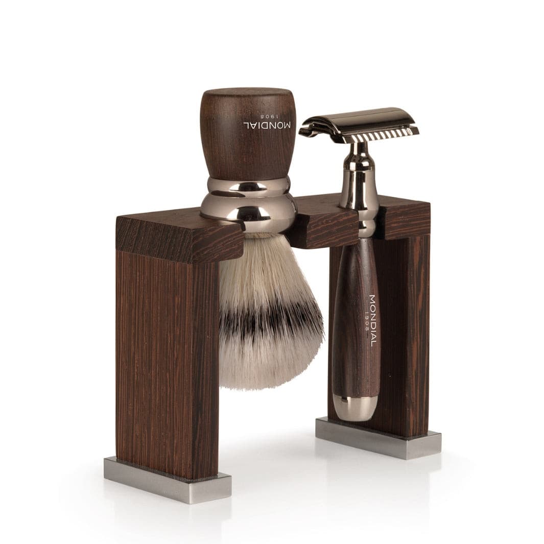 Prestige Wengé Wood Shaving Set with Super Badger Brush & Safety Razor.