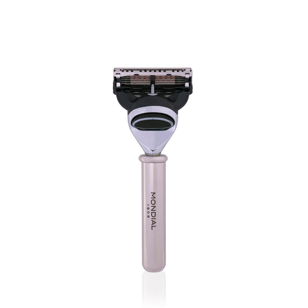 Chrome Metal Plated Travel Size Razor Handle for Mach3 | Mondial 1908