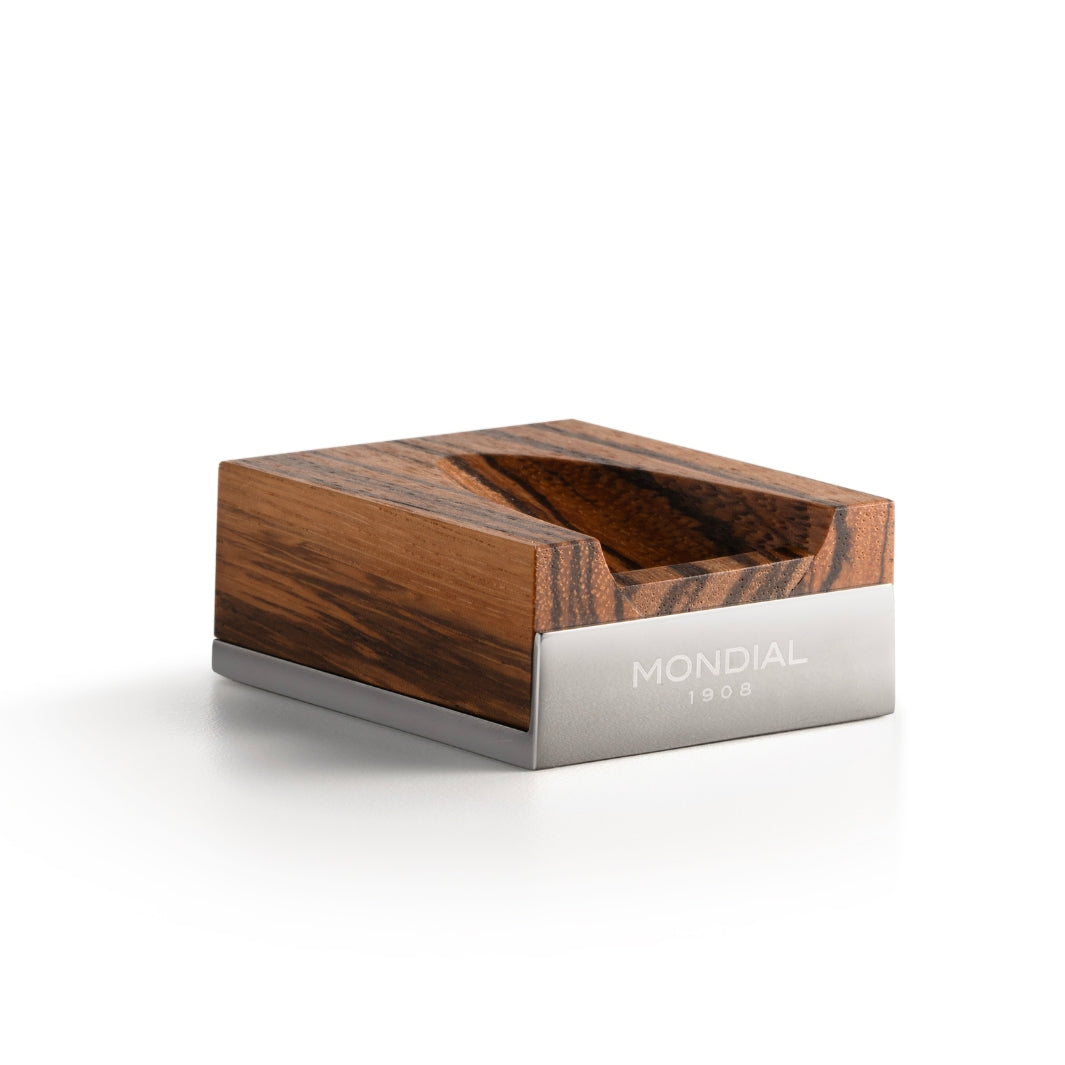 Mythos Zebrano Wood Shaving Set with EcoSilvertip Brush and Stand