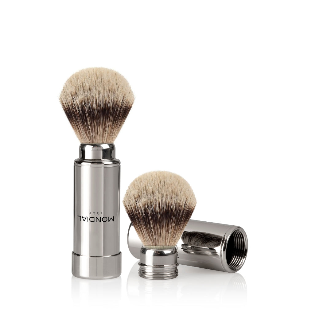 Travel Shaving Set in Pelle Toscano con Pennello e Rasoio