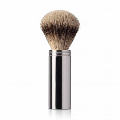 Two-Piece Chrome Travel Shaving Brush with Natural Best Badger