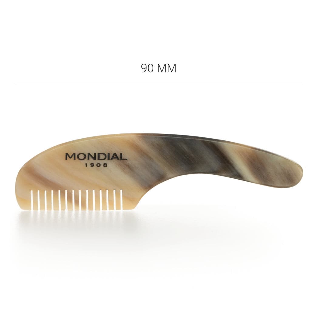 Baffi Natural Horn Moustache Comb with Handle: 90mm.