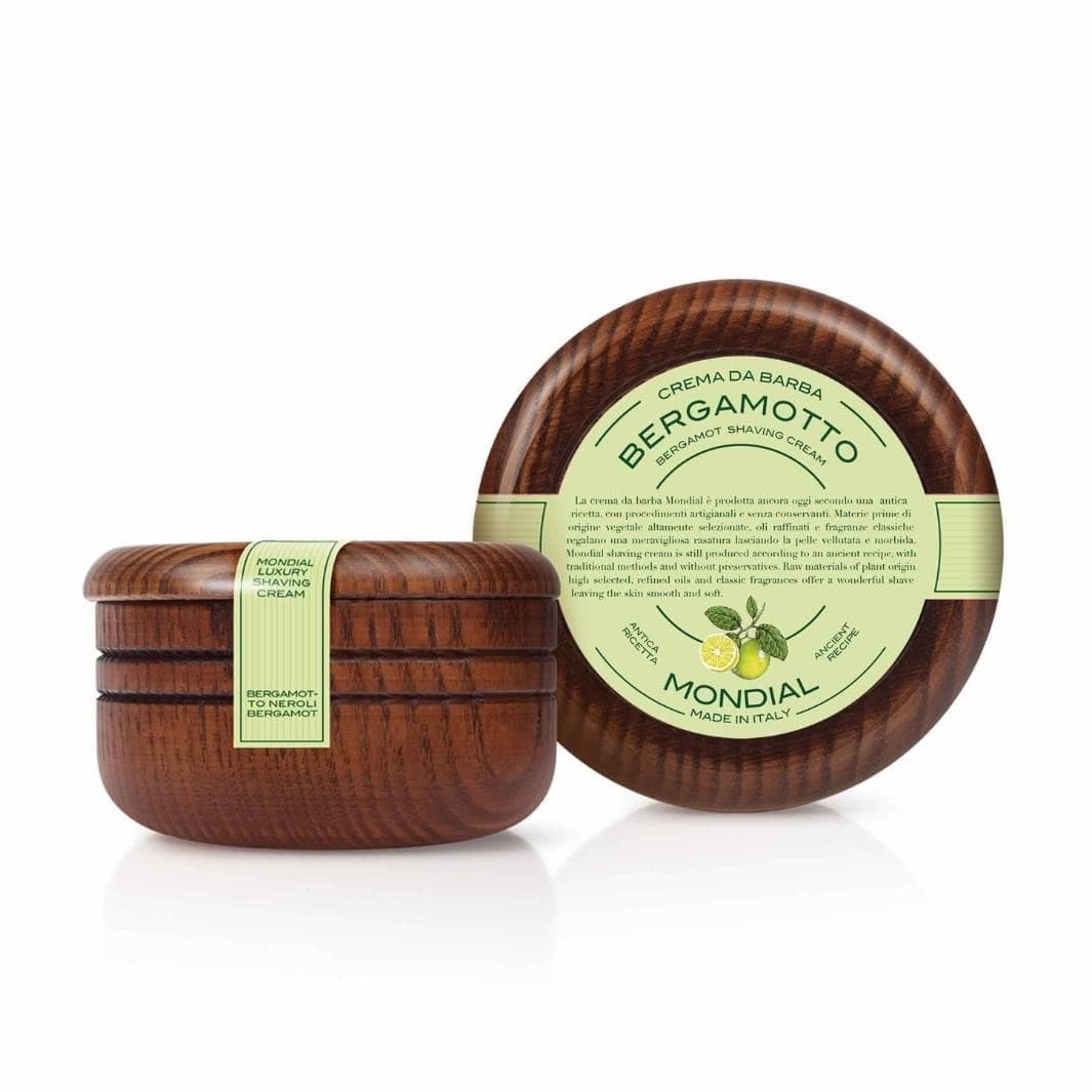 Bergamot & Neroli Solid Shaving Cream in Wood Jar 140ml.