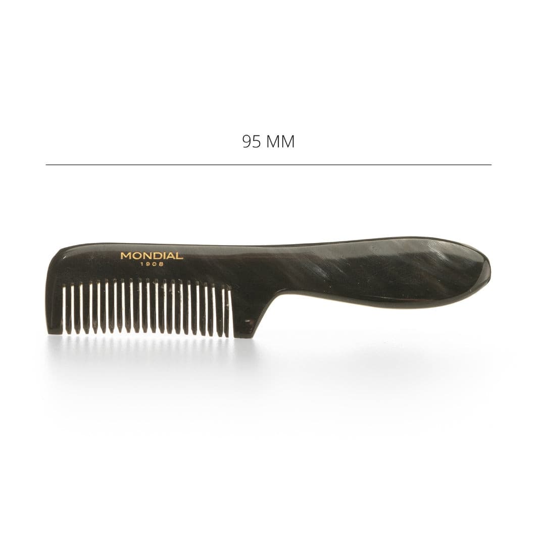 Natural Horn Beard Comb with Handle: 95mm.