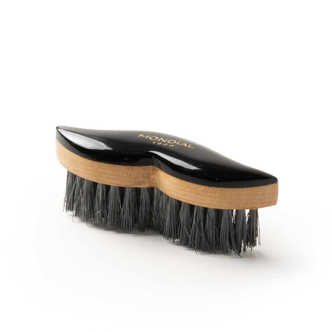 Baffi Natural Horn Moustache Brush with Black Boar Bristle.