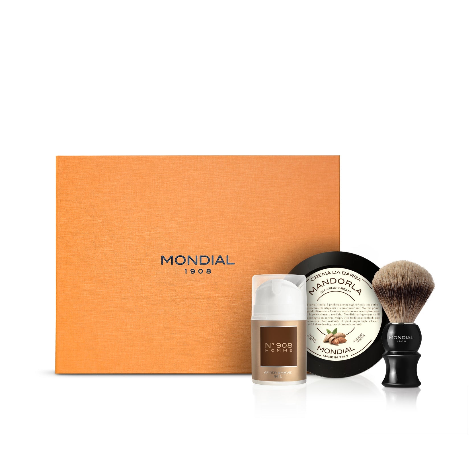 Gift Set Royal: Shaving Cream Travel, N° 908 Aftershave Gel & Pennello Best Badger