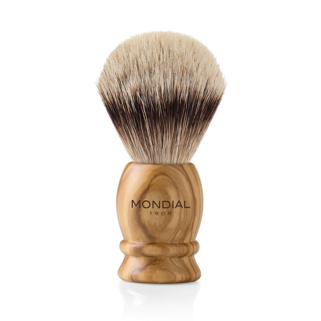 Luxury Olive Wood Brush with Silvertip Badger: XL.