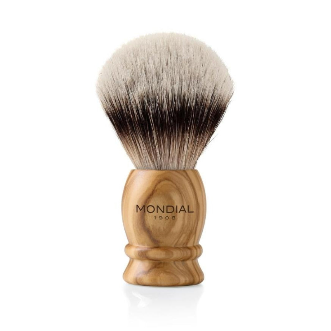 Luxury Olive Wood Brush with High Mountain Badger: Medium.