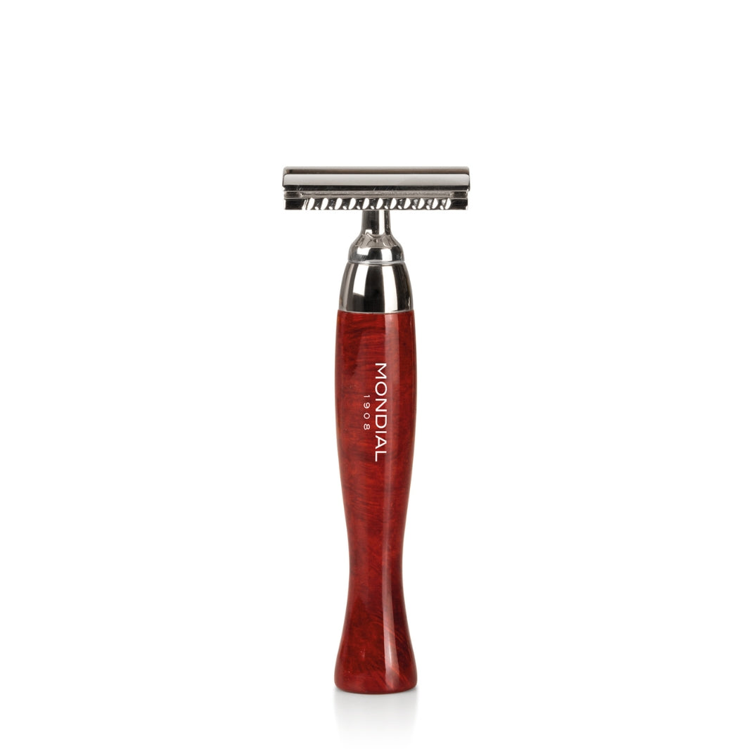 Heritage Safety Razor with Handle in Radica (Briar) Wood.