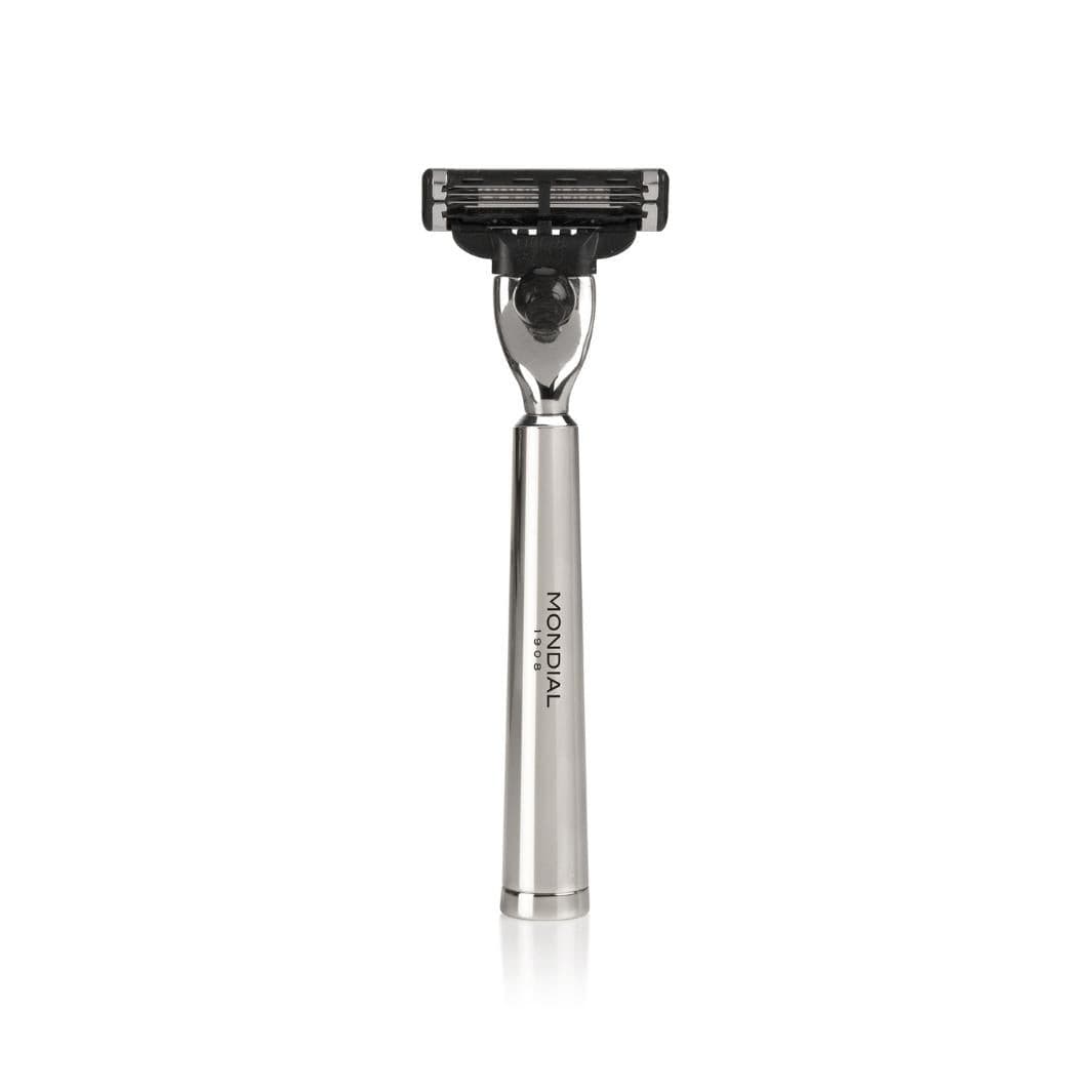 Vespucci Nickel Shaving Set: Chrome Stand & Bowl + Super Badger Brush + Razor.
