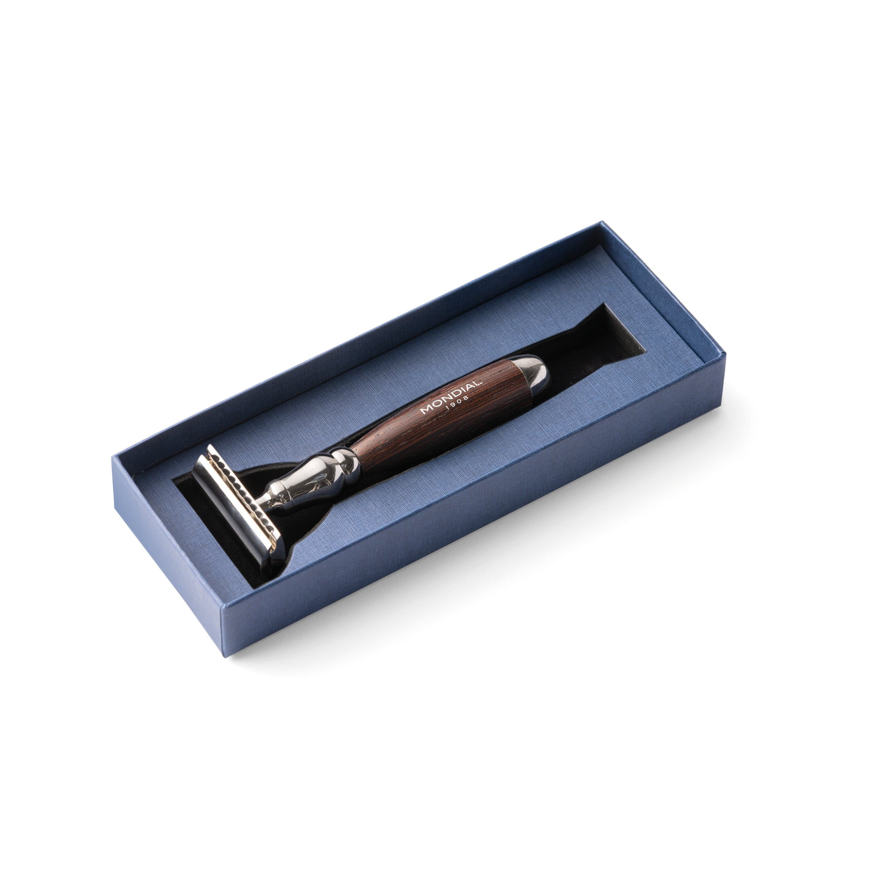 'Prestige' Safety Razor with Handle in Wengé Wood.