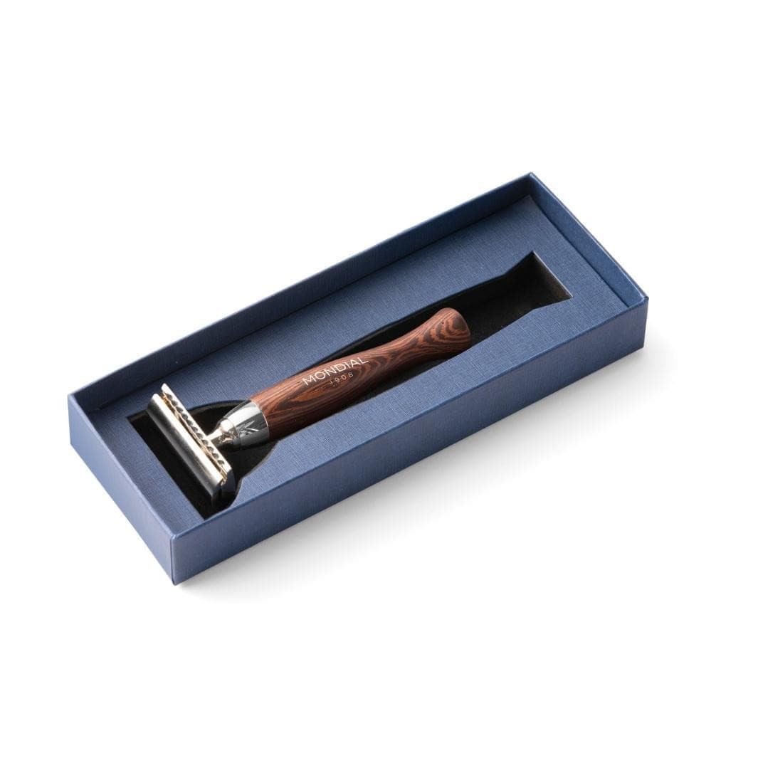 'Heritage' Safety Razor with Handle in Wengé Wood.