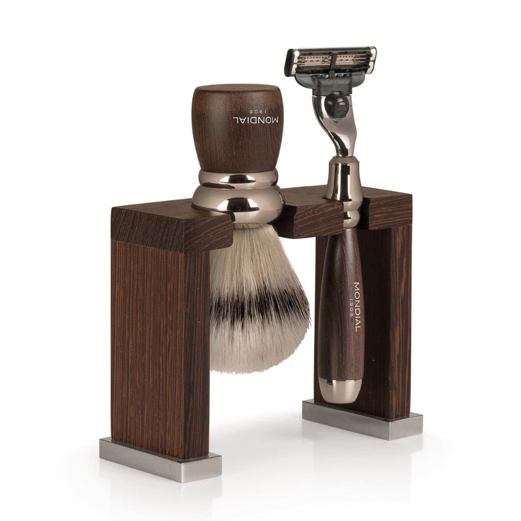 Prestige Wengé Wood Shaving Set with Super Badger Brush & Razor.