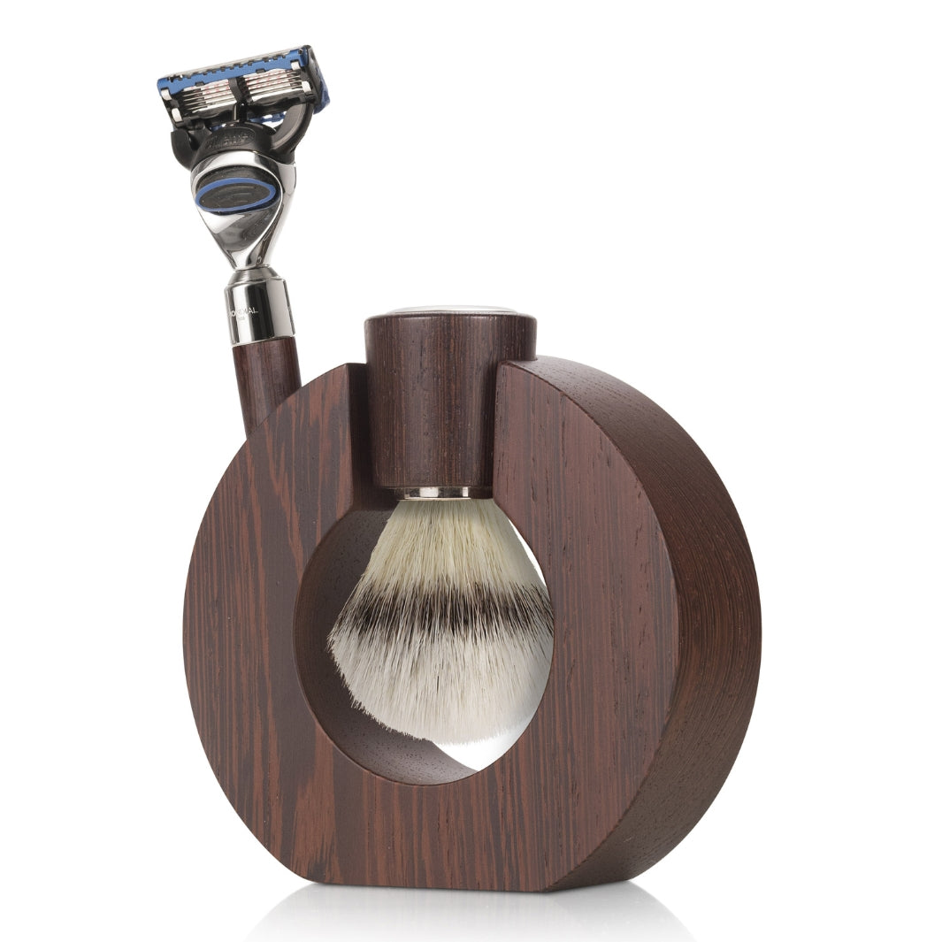 Sphaera Wengé Wood Shaving Set with Silvertip Brush & Cartridge Razor.