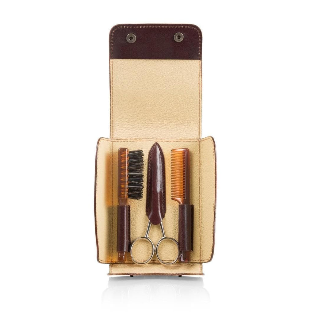 Beard & Moustache Grooming 3-Piece Travel Set in Tuscan Leather