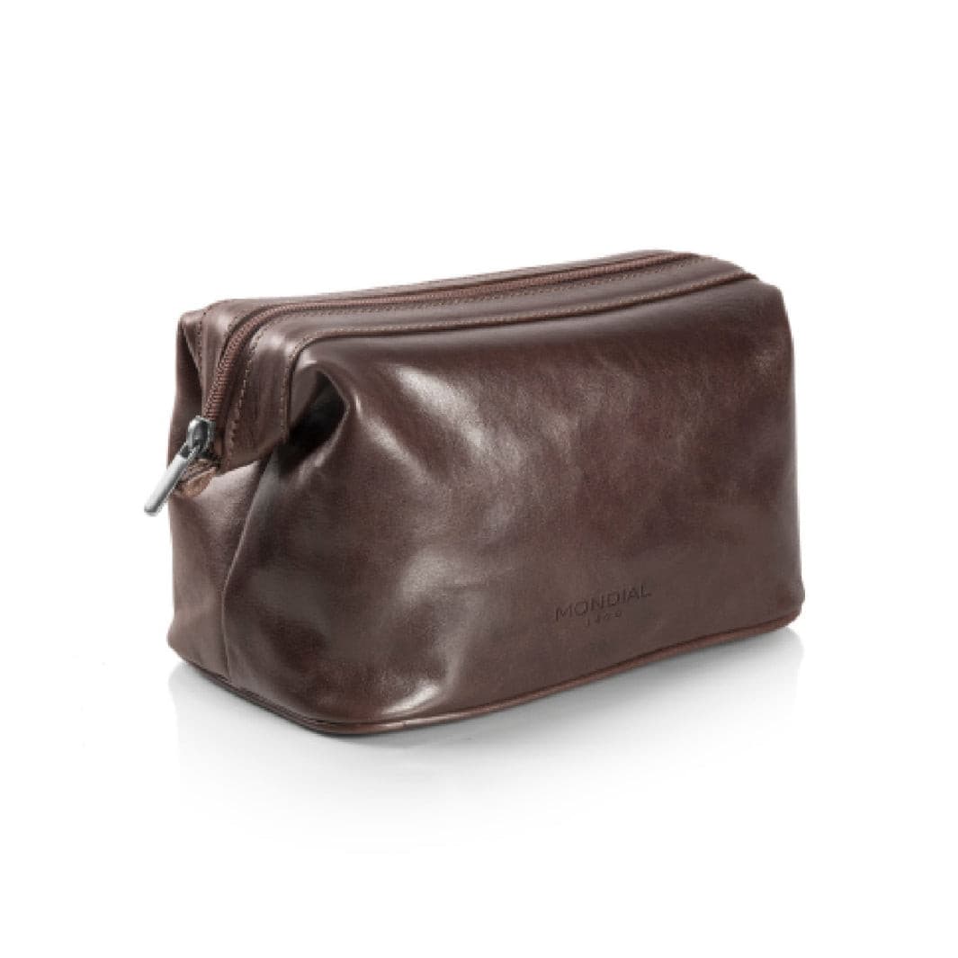 Single Zipper Toiletry Kit Bag in Tuscan Leather.